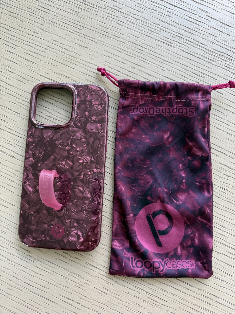 iPhone 16 ProMax Loopy Case with Matching Drawstring Pouch
